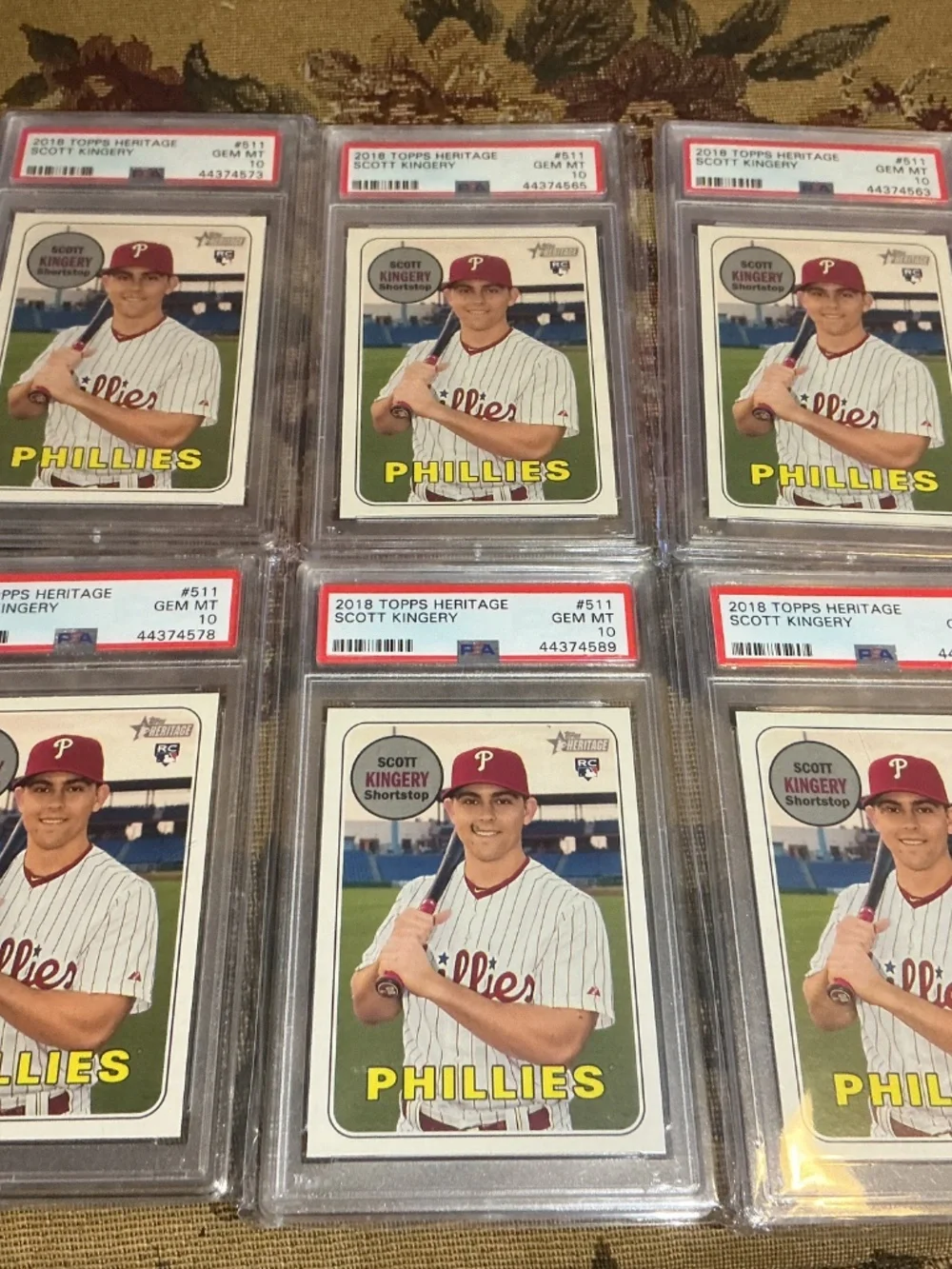 1 Scott Kingery 2018 Topps Heritage #511 rookie card Graded PSA 10
